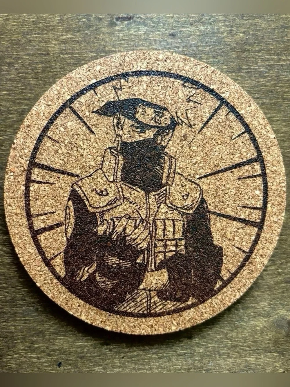 Naruto Kakashi Laser Engraved Cork Coasters Lot of 5